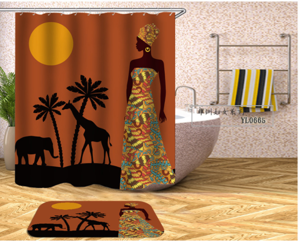 G&D Oil Painting African Women Waterproof and Mildew Shower Curtain