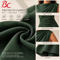 Robe longue en maille pour femme, col bénitier, froncée, sans manches, couleur unie, taille empire, pour soirée ou invitée de mariage