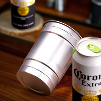 Gobelets en aluminium jetables de 16 oz (500 ml) avec couvercles, tasses isothermes pour boissons froides, pour fêtes, bière, café, bars, événements, Noël