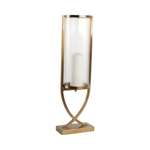Portacandele in Metallo e Vetro Stile Hurricane, Candelabro Contemporaneo per Centrotavola, Elegante Decorazione - Product Image 2
