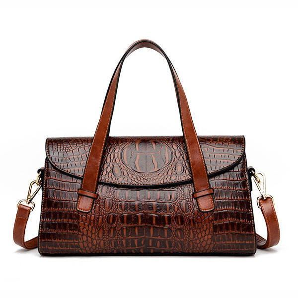 Elegant Crocodile Design Leather Handbag for Women Fancy Fashionable Luxury Casual Tote Chain Shoulder Bag