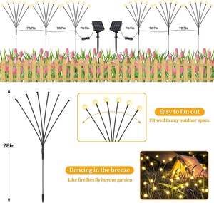 Năng lượng mặt trời Powered đom đóm vườn ánh sáng không thấm nước Pathway 6/8/10 Heads LED kỳ nghỉ trang trí ánh sáng sân vườn ngoài trời - Product Image 3