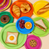 Piring Bulat Plastik PS Tebal Sekali Pakai Grosir 5 10 Inch untuk Kue, Salad, Kacang, Sajian Pesta, Katering