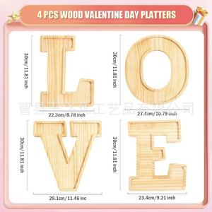 Wooden Love Letter <b>Tray</b> 30cm Creative <b>Snack</b> Serving <b>Tray</b> For Home Decor - Product Image 2