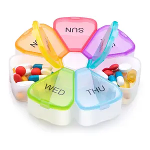 Caja de pastillas con forma de flor de color arcoíris semanal 2024 para almacenar pastillas grandes caja semanal de 7 días