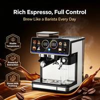 Cafetera 3 en 1 para el Hogar, Pantalla Táctil Inteligente y Luz Dinámica, Cafetera Espresso Totalmente Automática de 20 Bares con Molinillo