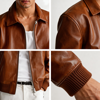 Blouson Bomber Rétro Personnalisé en Cuir PU pour Homme – Coupe Ample, Col Montant, Fermeture Éclair, Style Streetwear