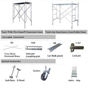 H-frame <span class=keywords><strong>cuplock</strong></span> giàn giáo thiết kế hiện đại <span class=keywords><strong>Q235</strong></span> thép xây dựng giàn giáo cho Nhà kho safway khung giàn giáo hội thảo - Product Image 2