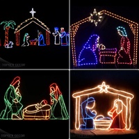 Decoración Navideña Musulmana Personalizada IP65 de Acrílico para Paisajes, Motivo de Natividad, Luces de Cuerda 2D LED, Luces de Navidad de Jesús para Exteriores