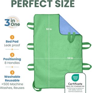 Protège-matelas professionnel à poignées renforcées, <span class=keywords><strong>lavable</strong></span> et réutilisable, idéal pour le transfert des personnes <span class=keywords><strong>âgée</strong></span>s - Vente Flash - Product Image 3