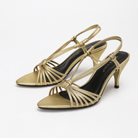 Sandales personnalisées vintage dorées en satin à bout ouvert et talon fin pour femme, avec brides ajourées, chaussures d'été de plage, doublure en PU
