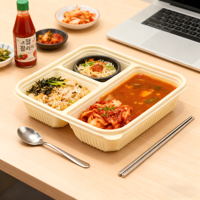 Boîte à lunch jetable écologique en amidon de maïs biodégradable pour repas à emporter, bureau, pique-nique, sushi, salade