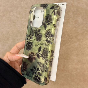 2025 Phong Cách Tối Phong Cách Rose Flower Điện Thoại Mềm Trường Hợp Đối Với iPhone 16 15 14 13 12 Pro Max Hoa Tin Lá Mô Hình Chống Sốc Bìa - Product Image 5