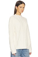 Pull en tricot torsadé blanc à motif losanges pour femme, col rond, vente en gros Joydressing