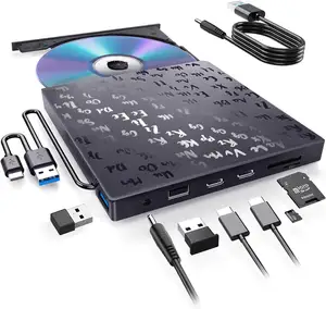 7 In 1 Usb Type C Externe Optische Drive CD-ROM Dvd-Brander Speler Lezer Writer Meerdere Functionele Dvd Drive