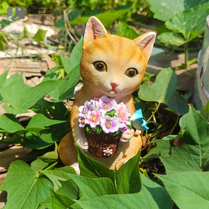Patung Taman Tenaga Surya Resin Kucing dan Anjing Lucu Figur Anime Lampu untuk Dekorasi Luar Ruangan - Product Image 4