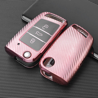 Coque de couverture de clé de voiture souple en fibre de carbone TPU pour Volkswagen 2017 Passat porte-clés porte-clés sac accessoire usine