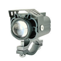 Projecteur LED Moto 12W à Double Température de Couleur (3000K-6500K) 12-80V, Mini Phare Antibrouillard Externe à 1 Lentille avec Support de Guidon