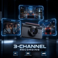 Cámara de Retrovisor IPS de 3 Canales para Vehículo, 1080P, DVR Automático, WiFi Integrado, Pantalla de 3 Pulgadas, Batería de 150 mAh, Tipo-C, H264, Sensor G, Grabación en Bucle