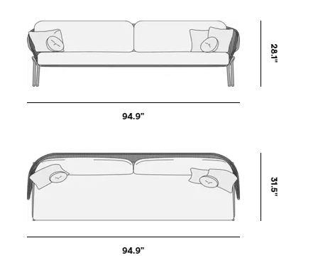 Rope outdoor Furniture Leisure Style Aluminium Frame Modern water proof Garden sofa