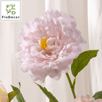 Pivoine artificielle rose champagne de haute qualité, 65 cm, tige unique, toucher réel, fleur en latex pour la décoration de la maison, de la table, des mariages et des fêtes