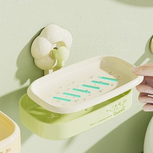 Flower Suction Cup Soap Dish Wall Mount Detachable Drainable Plastic Bathroom Soap Holder - Product Image 4