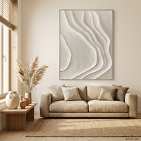 Peinture à l'huile peinte à la main, grande peinture à l'huile crème Wabi-Sabi, abstraite, cadre en alliage d'aluminium, personnalisable, vente en gros pour galerie