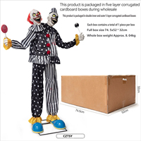 Vente Flash Transfrontalière Halloween : Grand Clown Mécanique Électrique Lumineux à Induction, Double Tête, en Tissu Latex Rayé à Pois