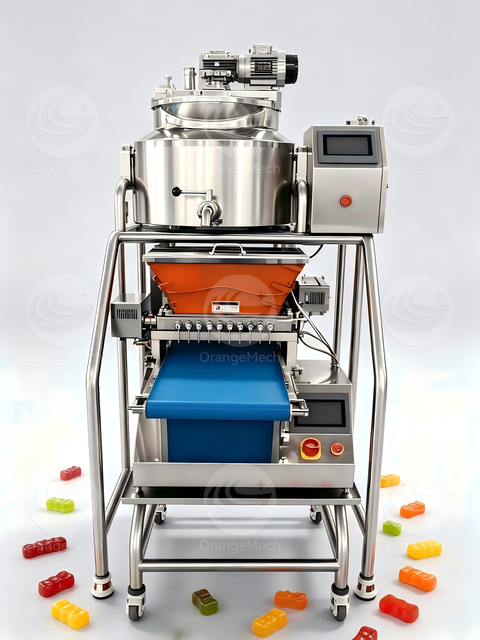 Small Scale Gummy Bear Candy Production Equipment PLC Control Jelly Candy Depositing Machine With Syrup Cooking Mixing Tank