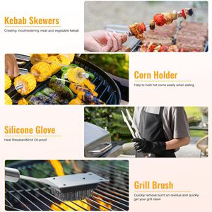 Juego de 19 Utensilios de <span class=keywords><strong>Barbacoa</strong></span> de Acero Inoxidable para Acampar al Aire Libre, <span class=keywords><strong>Kit</strong></span> de Herramientas para Asar - Product Image 5