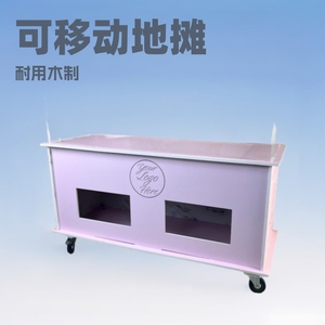 Klayya Wooden Stall <b>Stand</b> 4 Wheel Outdoor Mobile Food Cart With Lights And Display Racks For <b>Night</b> Market Use - Product Image 2