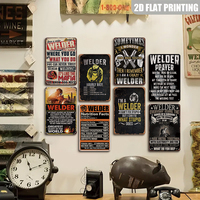 Juego de Letreros Metálicos Divertidos de Soldador, Decoración Retro para Pared de Taller o Garaje