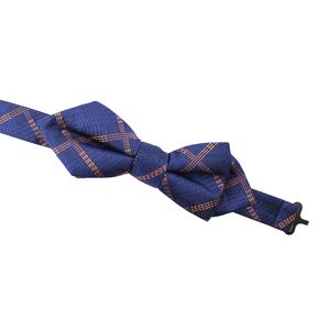 <span class=keywords><strong>Chanming</strong></span> banquete diamante puntiagudo Pretied ajustable 100% seda tejido azul oscuro naranja Plaid hombre deportes moda pajarita para hombres - Product Image 1