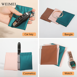WEIMEI Custom Cheap Ring Plastic <b>Envelop</b> Flap Canvas Black Velvet Microfiber Jewelry Pouch Box and Pouch <b>White</b> With Logo Custom - Product Image 6