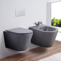 Ensemble de sanitaires modernes couleur mate : WC suspendu et bidet en céramique mural