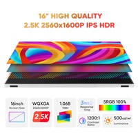 Moniteur de jeu portable SIBOLAN 16 pouces 144Hz 100% SRGB 2.5K QHD HDR Design ultra-mince à 4 côtés pour ordinateur portable externe à deuxième écran