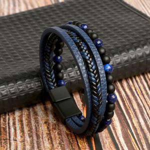 <span class=keywords><strong>Bracelet</strong></span> en Perles <span class=keywords><strong>de</strong></span> <span class=keywords><strong>Pierre</strong></span> Naturelle Œil <span class=keywords><strong>de</strong></span> <span class=keywords><strong>Tigre</strong></span> et <span class=keywords><strong>Lave</strong></span>, en Gros, avec Fermoir Magnétique, <span class=keywords><strong>Bracelet</strong></span> Tressé en Cuir Multi-Couches pour Hommes - Product Image 5