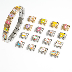 Stainless Steel DIY Modular Charm Bracelet With Hello Kitty Cartoon Charms Unisex Fashion Jewelry Gift - Product Image 1