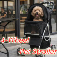 Poussette pour animaux de compagnie en gros, capacité 20 kg, pliable à 4 roues, pour chiens et chats, couleur et logo personnalisés OEM