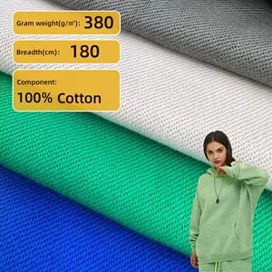 Éponge française de haute qualité 100% coton 380 GSM tissu à tricoter en polaire évacuant l'humidité