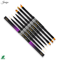Pinceaux à ongles de couleur violet dégradé à double tête avec des capuchons de protection, ensemble pour la manucure DIY et le travail en salon
