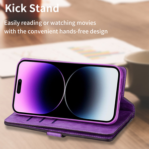 Étui en cuir multifonctionnel avec fermeture à glissière 9 fentes pour cartes pour <span class=keywords><strong>iPhone</strong></span> 17 Air 16E 16 Pro 15 14 13 12 11 Pro <span class=keywords><strong>XS</strong></span> Max Plus Stand Holder - Product Image 3