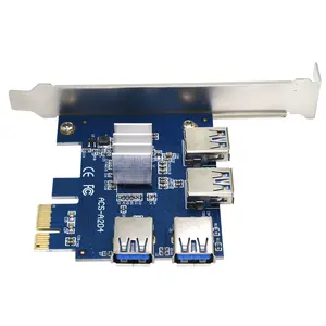 TISHRIC PCI Express Multiplier PCIE 1 ke 4 USB Hub GPU X1 X16 PCI-E Riser 1X 16X Molex untuk kartu Video