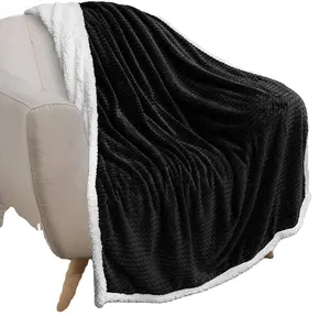Плед Sherpa для дивана | Черное, супермягкое, плюшевое Флисовое одеяло с шевроном | Зигзаг пушистое декоративное