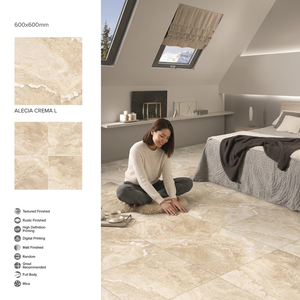 Azulejos de Porcelana Pulida Alecia Gris 600x600mm, Diseño de Mármol Gris, Acabado Brillante para Piso, 60x60cm - Product Image 6