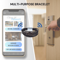 Bracelet d'affaires intelligent en cuir de coquille de noix de coco NFC boucle magnétique 13.56MHz RFID contrôle d'accès OEM NFC cadeaux bracelets de mode
