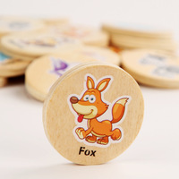 Juego de memoria de madera educativo para niños, frutas de animales, Memoria cognitiva para bebés, juguete de ajedrez, entrenamiento de enfoque para niños, juguete educativo de madera