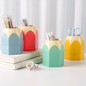 Color Blocked Hexagonal Pen Holder <b>Large</b> Capacity Student Stationery Storage Plastic PP <b>Desk</b> Organizer For Office School Use - Product Image 1