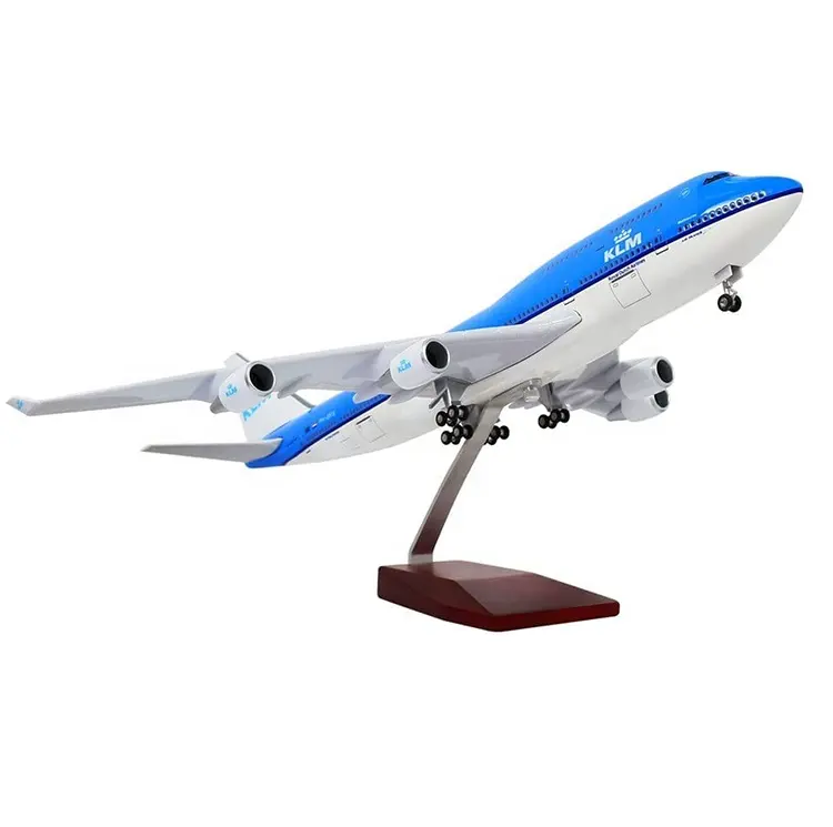 1:130 avião klm b747 modelo 47cm dutch linhas com luz led de toque ou controle de som do envio direto de fábrica