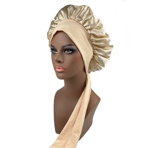 Bonnet de nuit en satin avec sangle réglable et bande à nouer, personnalisable avec logo, pour commande en gros, promotion - Product Image 3